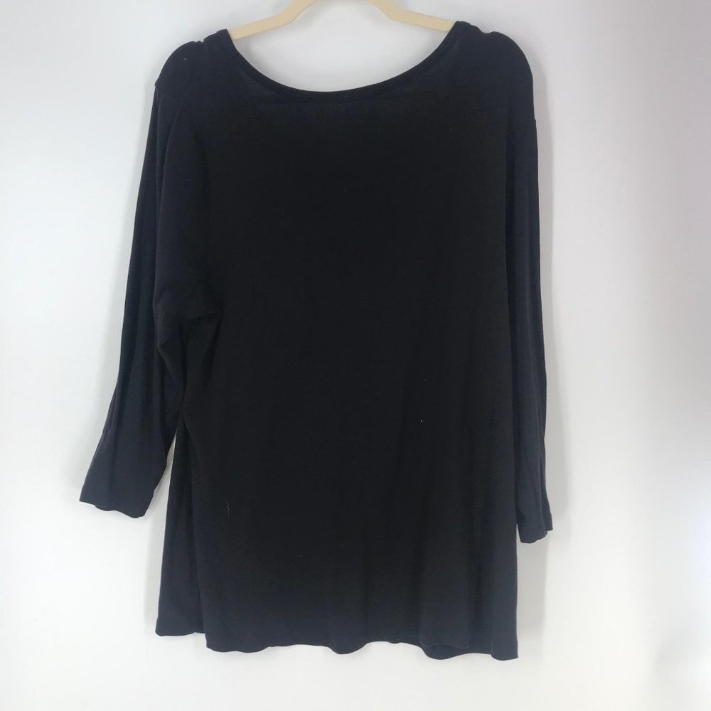 Croft & Barrow 3/4 Length Black Blouse